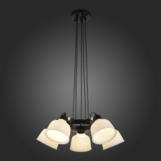 SL714.403.05 Люстра подвесная Черный с золотом/Белый E14 5*40W ALETANTE-foto3