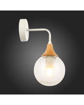 SLE109501-01 Светильник настенный Белый, Светлое дерево/Прозрачный E14 1*60W LIONE-foto3