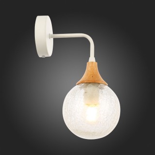 SLE109501-01 Светильник настенный Белый, Светлое дерево/Прозрачный E14 1*60W LIONE-foto3