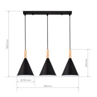 SLE1255-403-03 Светильник подвесной Черный/Черный E27 3*40W ARKET-foto4