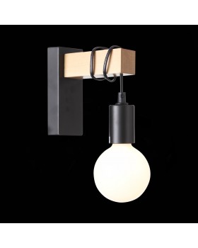 SL1142.401.01 Светильник настенный Черный, Светлое дерево E27 1*60W BAGETTI-foto6