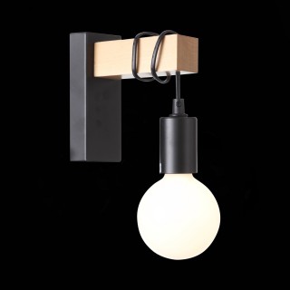 SL1142.401.01 Светильник настенный Черный, Светлое дерево E27 1*60W BAGETTI-foto6