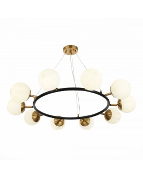 SLE220403-10 Люстра подвесная Черный, Латунь/Белый E27 10*60W FORLI-foto3