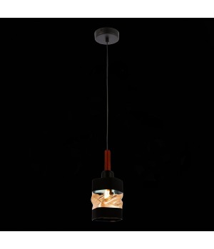 SLE114403-01 Светильник подвесной Черный, Темное дерево/Черный, Прозрачный, Янтарный E27 1*60W ABIRITTO-foto4