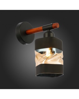 SLE114401-01 Светильник настенный Черный, Темное дерево/Черный, Прозрачный, Янтарный E27 1*60W ABIRITTO-foto5