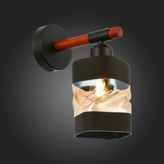 SLE114401-01 Светильник настенный Черный, Темное дерево/Черный, Прозрачный, Янтарный E27 1*60W ABIRITTO-foto5