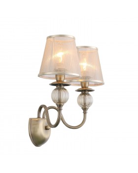 SL185.301.02 Бра Бронза, Прозрачный/Бежевый, Бронза E14 2*40W GRAZIA-foto2