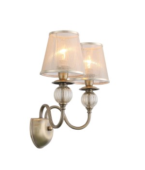 SL185.301.02 Бра Бронза, Прозрачный/Бежевый, Бронза E14 2*40W GRAZIA-foto2