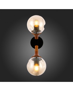 SLE109401-01 Светильник настенный Черный, Темное дерево/Прозрачный, Янтарный E27 2*60W RAQUEL-foto12