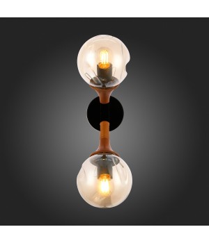 SLE109401-01 Светильник настенный Черный, Темное дерево/Прозрачный, Янтарный E27 2*60W RAQUEL-foto12