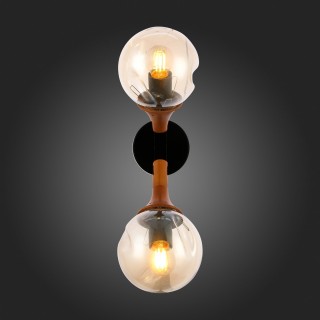 SLE109401-01 Светильник настенный Черный, Темное дерево/Прозрачный, Янтарный E27 2*60W RAQUEL-foto12