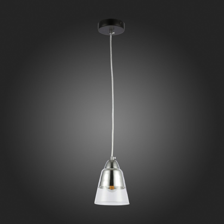 SLE102903-01 Светильник подвесной Черный, Хром/Прозрачный E27 1*40W LIRINO
