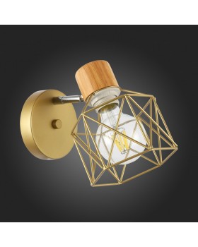 SLE110401-01 Светильник настенный Золотистый, Светлое дерево/Золотистый E27 1*60W STELITTO-foto12