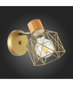 SLE110401-01 Светильник настенный Золотистый, Светлое дерево/Золотистый E27 1*60W STELITTO-foto12