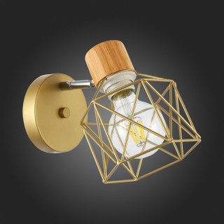 SLE110401-01 Светильник настенный Золотистый, Светлое дерево/Золотистый E27 1*60W STELITTO-foto12