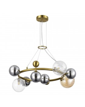 SL1515.303.08 Светильник подвесной ST-Luce Латунь/Янтарный,Дымчатый,Прозрачный G9 8*5W 4000K SPHERE-foto2