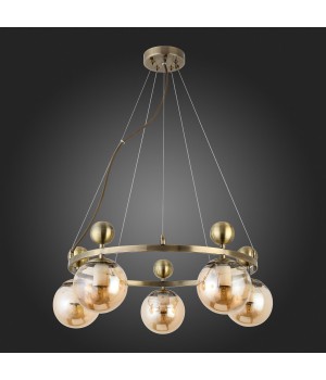 SLE106303-05 Люстра подвесная Бронзовый/Прозрачный, Янтарный E27 5*60W PECHIO-foto8