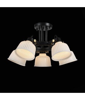 SL714.402.05 Люстра потолочная Черный с золотом/Белый E14 5*40W ALETANTE-foto2