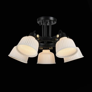 SL714.402.05 Люстра потолочная Черный с золотом/Белый E14 5*40W ALETANTE-foto2