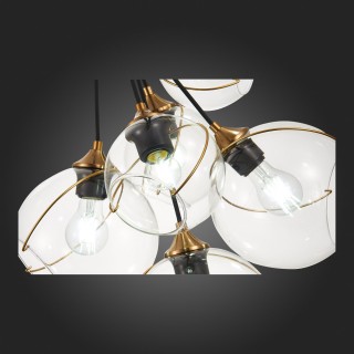 SLE103103-06 Светильник подвесной Золотистый/Прозрачный E27 6*60W SATTURO-foto12