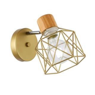 SLE110401-01 Светильник настенный Золотистый, Светлое дерево/Золотистый E27 1*60W STELITTO-foto11