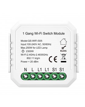 ST9000.500.01C WIFI реле 1 канал, 10A Белый - -*Max 2300W/250W - Ra IP20 L46xW46xH18 100-240V ST9000-foto3