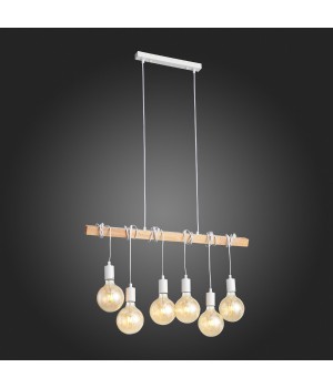 SL1142.503.06 Светильник подвесной Белый, Светлое дерево E27 6*60W BAGETTI-foto12