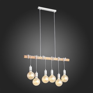 SL1142.503.06 Светильник подвесной Белый, Светлое дерево E27 6*60W BAGETTI-foto12