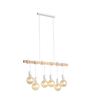 SL1142.503.06 Светильник подвесной Белый, Светлое дерево E27 6*60W BAGETTI-foto10