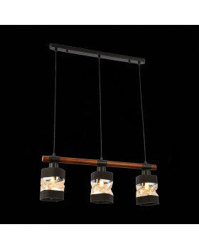 SLE114403-03 Светильник подвесной Черный, Темное дерево/Черный, Прозрачный, Янтарный E27 3*60W ABIRITTO-foto4