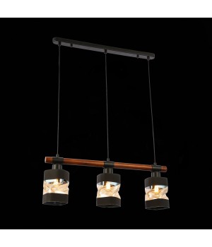 SLE114403-03 Светильник подвесной Черный, Темное дерево/Черный, Прозрачный, Янтарный E27 3*60W ABIRITTO-foto4