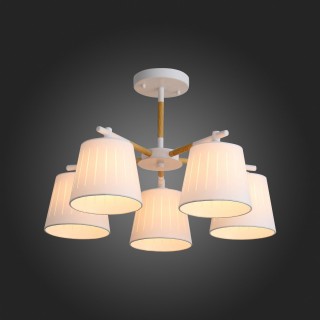 SL375.502.05 Люстра потолочная Белый, Светлое дерево/Белый E27 5*40W PASSETO-foto6