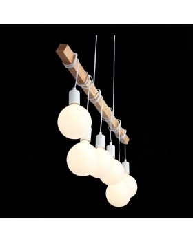 SL1142.503.06 Светильник подвесной Белый, Светлое дерево E27 6*60W BAGETTI-foto7