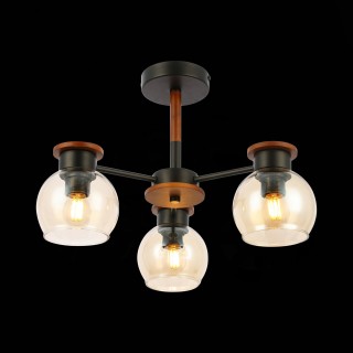 SLE108102-03 Люстра потолочная Черный, Темное дерево/Прозрачный, Янтарный E27 3*60W RASCO-foto4