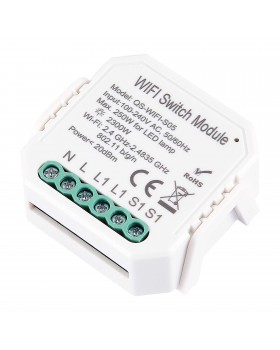 ST9000.500.01C WIFI реле 1 канал, 10A Белый - -*Max 2300W/250W - Ra  IP20 L46xW46xH18 100-240V ST9000