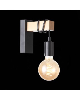 SL1142.401.01 Светильник настенный Черный, Светлое дерево E27 1*60W BAGETTI-foto9