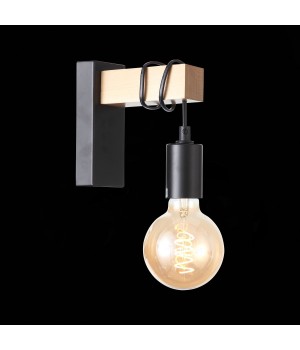 SL1142.401.01 Светильник настенный Черный, Светлое дерево E27 1*60W BAGETTI-foto9