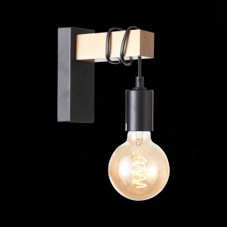 SL1142.401.01 Светильник настенный Черный, Светлое дерево E27 1*60W BAGETTI-foto9