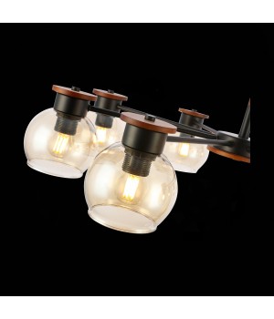 SLE108102-08 Люстра потолочная Черный, Темное дерево/Прозрачный, Янтарный E27 8*60W RASCO-foto6