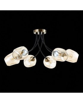 SLE205302-06 Светильник потолочный Бронза, Черный/Янтарный E14 6*40W BESANO-foto5