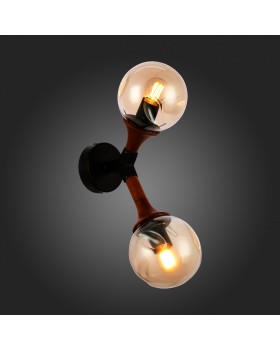 SLE109401-01 Светильник настенный Черный, Темное дерево/Прозрачный, Янтарный E27 2*60W RAQUEL-foto5