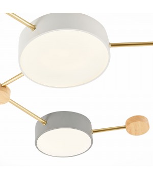 SLE600102-06 Светильник потолочный Золотистый, Светлое дерево/Белый, Серый LED 6*15W 4000K DOSSENA-foto4