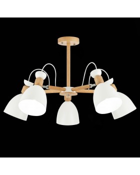 SLE103802-05 Люстра потолочная Светлое дерево, Белый/Белый E27 5*60W BALCAMO-foto3