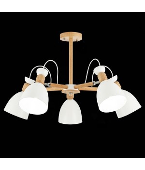 SLE103802-05 Люстра потолочная Светлое дерево, Белый/Белый E27 5*60W BALCAMO-foto3