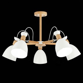 SLE103802-05 Люстра потолочная Светлое дерево, Белый/Белый E27 5*60W BALCAMO-foto3