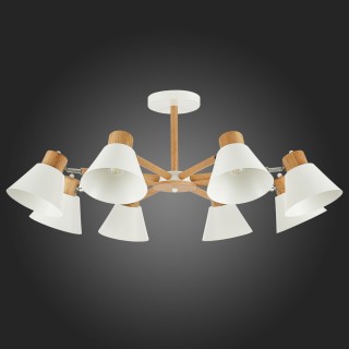 SLE103702-08 Люстра потолочная Светлое дерево, Белый/Белый E27 8*60W BUVE-foto6