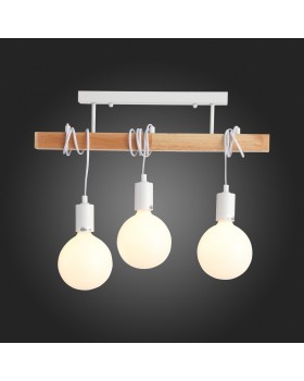 SL1142.503.03 Люстра потолочная Белый, Светлое дерево E27 3*60W BAGETTI-foto7