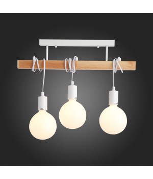 SL1142.503.03 Люстра потолочная Белый, Светлое дерево E27 3*60W BAGETTI-foto7