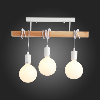 SL1142.503.03 Люстра потолочная Белый, Светлое дерево E27 3*60W BAGETTI-foto7