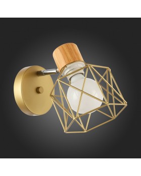 SLE110401-01 Светильник настенный Золотистый, Светлое дерево/Золотистый E27 1*60W STELITTO-foto4